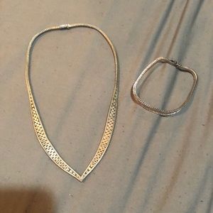 Silver necklace and bracelet set